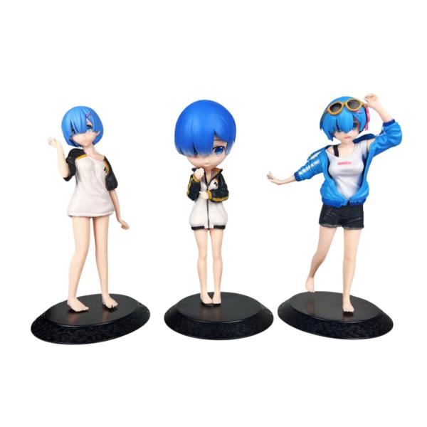 Colección De Figuras Anime (Rem) Re Zero 3 Piezas