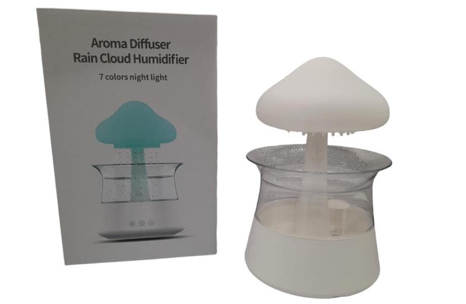 Humidificador De Lampara Diseño Lluvia Blanco Con Led