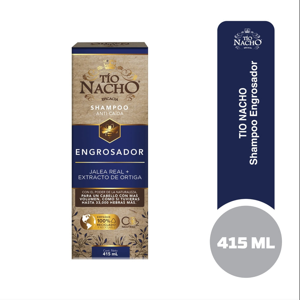 Shampoo Tío Nacho Engrosador Jalea Real+ Extracto De Ortiga - 415 Ml