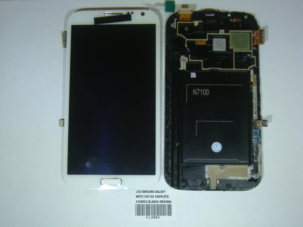 Lcd Pantalla Samsung Galaxy Note 2 Ii N7100 Completa Blanca Con Marco
