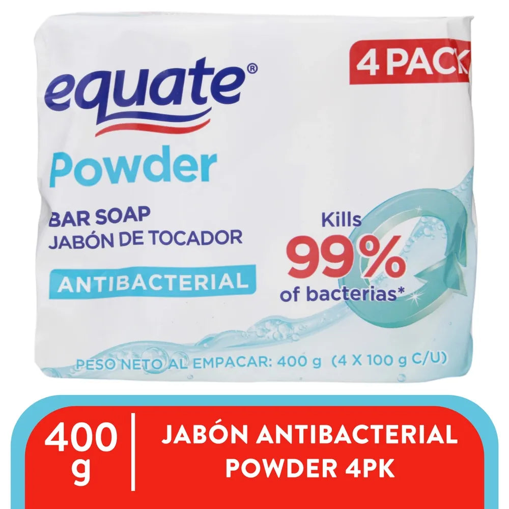 Jabón De Tocador Equate Antibacterial Limpieza Total Surtido 4 Pack - 440 G