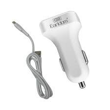 Cargador Cubo Carro Doble Usb 2.4 A Con Cable Lightning Iphone Es-131I Earldom Blanco