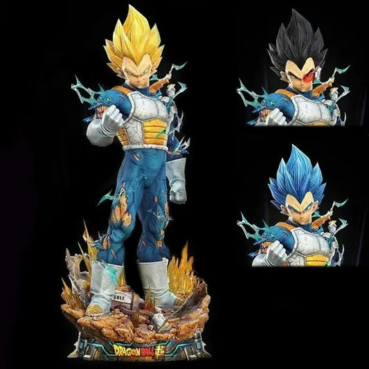 👑 Figura de Vegeta 3 en 1 – Dragon Ball Z/Super, 43 cm, Edición de Lujo con Cabezas Intercambiables