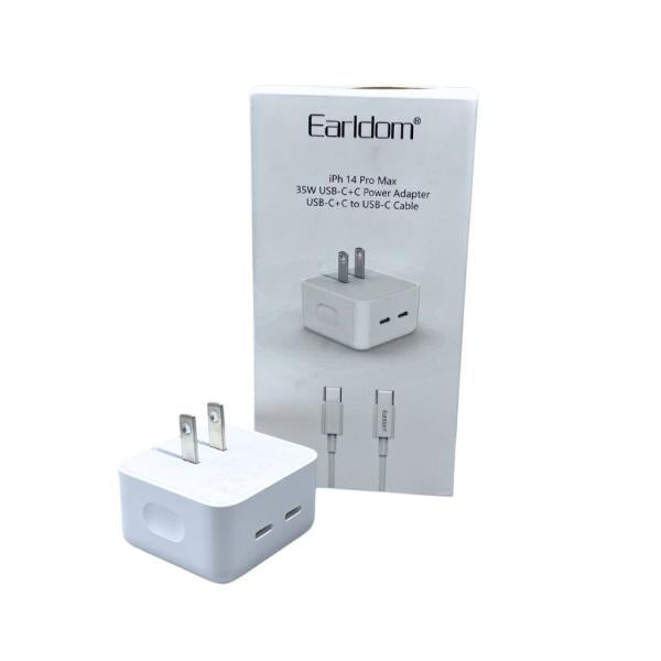 Cargador Cubo Tipo C  Casa Con Cable Tipo C Es-Us5 C-C Earldom  35W