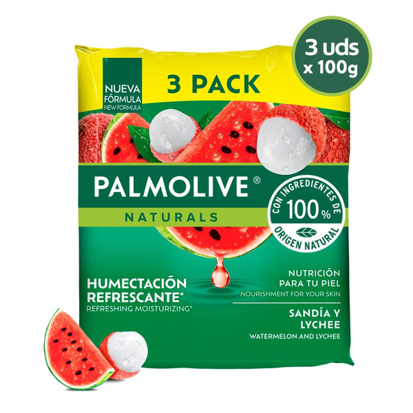 Jabón Corporal Palmolive Naturals, Sandía Y Lychee, 3 Pack -100 G