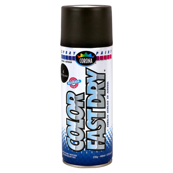 Pintura Anticorrosivo De Acrílico Corona Fast Dry Color Mate Negro Para Interior Y Exterior -13.5 Onzas