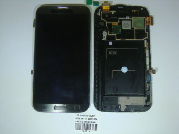 Lcd Pantalla Samsung Galaxy Note 2 Ii N7100 Completa Gris Con Marco
