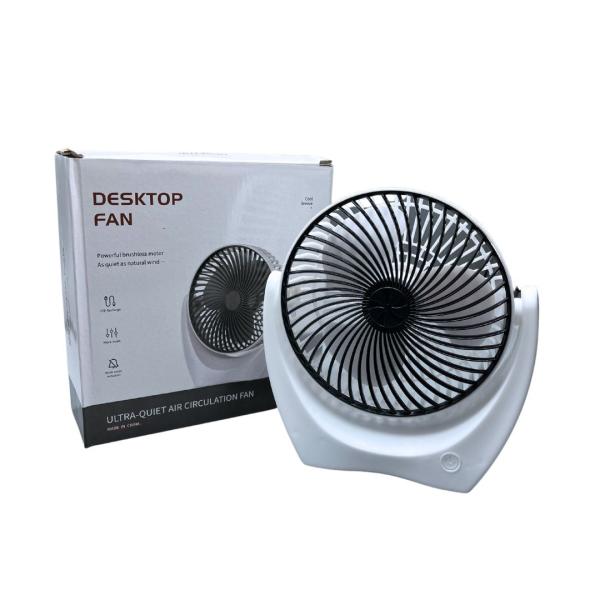 Abanico Ventilador Con Base De Escritorio Blanco Con Negro