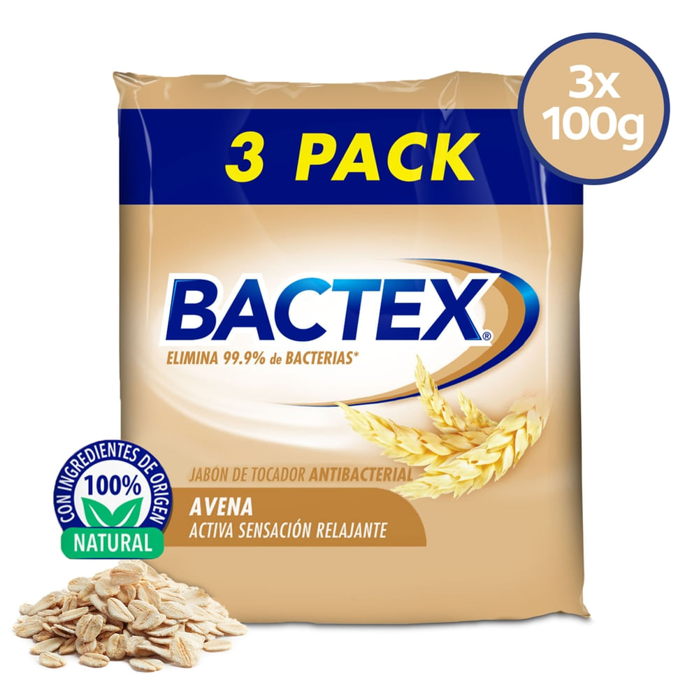 Jabón Antibacterial Bactex Avena 3pack - 100 G
