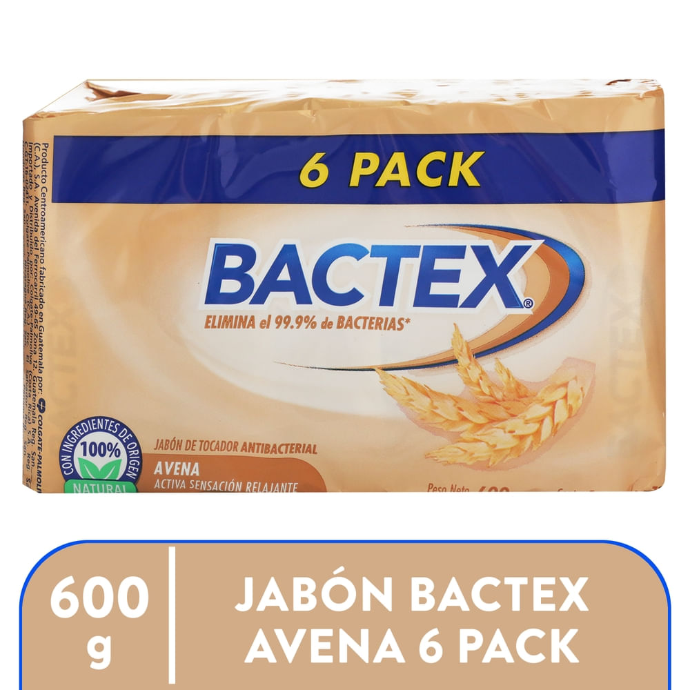Jabón Corporal Bactex, Antibacterial Avena, 6 Pack -600 G