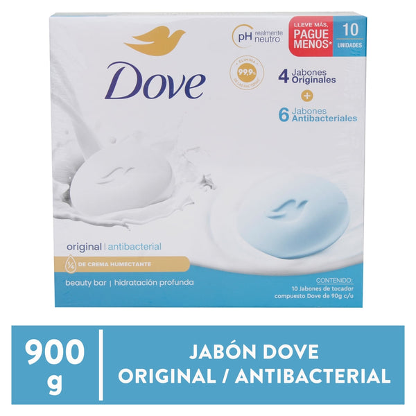 Jabón Dove 6 Antibacterial 4 Original 10 Pack - 900 G