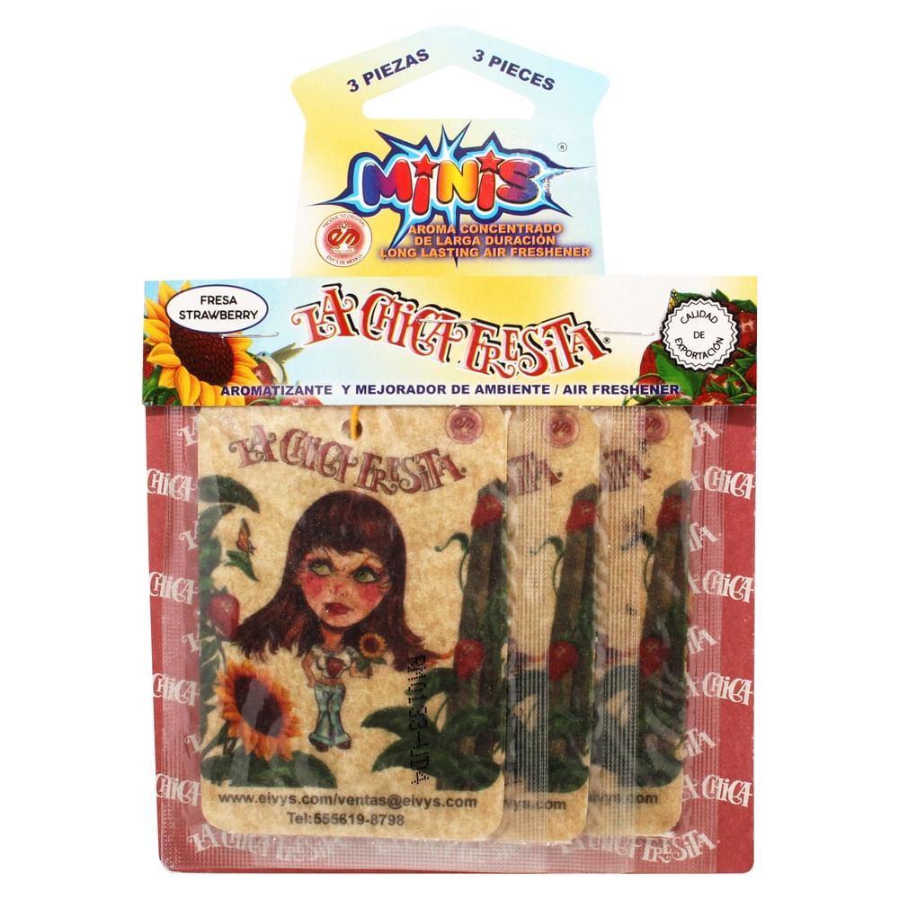 Aromatizante De Cartón La Chica Fresita Para Autos Aroma Fresa - 3 Uds