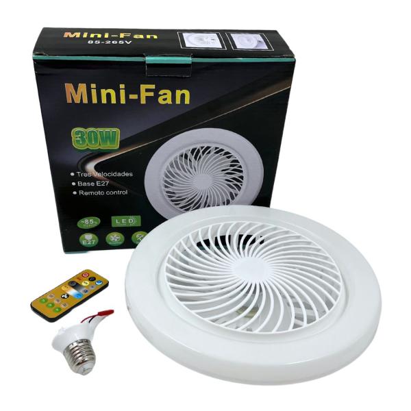 Abanico Ventilador Y Bombillo Caja Negra Con Verde