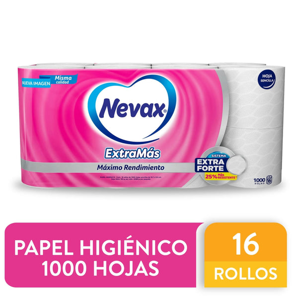 Papel Nevax Higiénico Aloe 16 Rollos De1000 Hojas 1 Capa - 3090.16 G