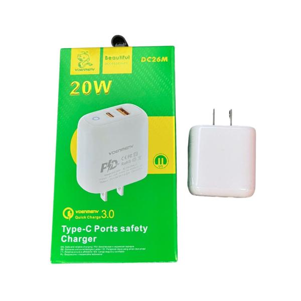 Cargador Cubo Casa Pd Usb Dc26M Denmen