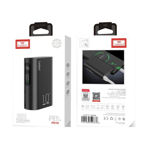 Bateria DE Emergencia. Power Bank 10.000MAH ET-PD10 Earldom Negro