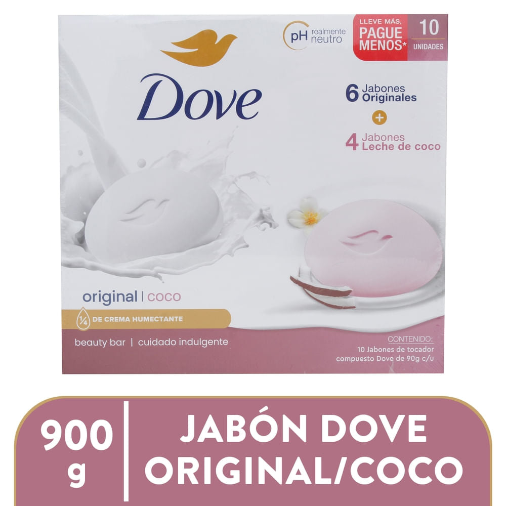 Jabón Dove En Barra 10 Pack Coco Y Original - 900 G