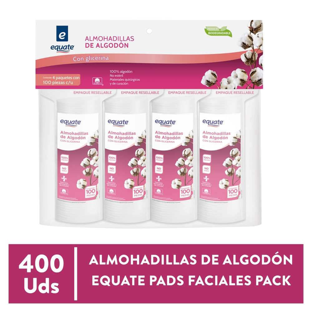 Almohadillas De Algodón Equate Pads Faciales Pack - 400 Uds