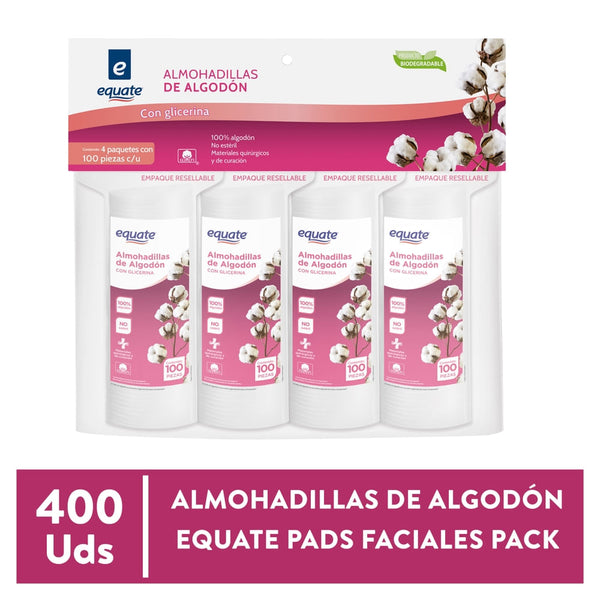 Almohadillas De Algodón Equate Pads Faciales Pack - 400 Uds