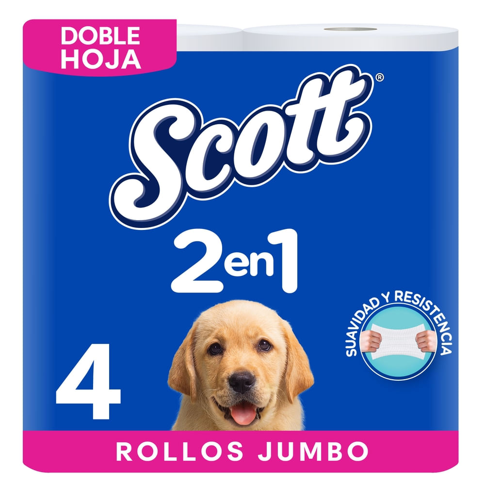 Papel Higiénico Scott 2 En 1 Doble Hoja - 4 Rollos