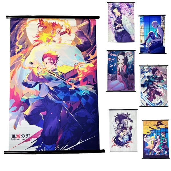Poster De Tela Grande - Por Unidad Varios Estilos A Elegir Tanjiro Y Rengoku