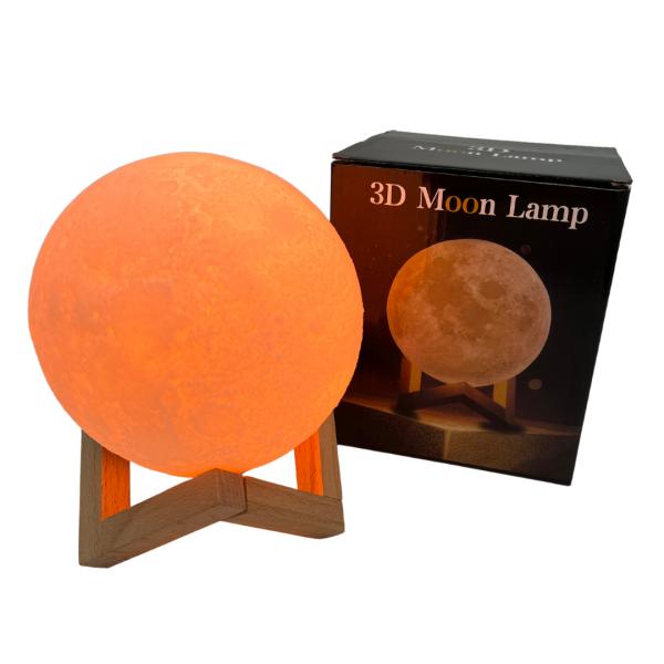 Lampara Luna Con Base Madera