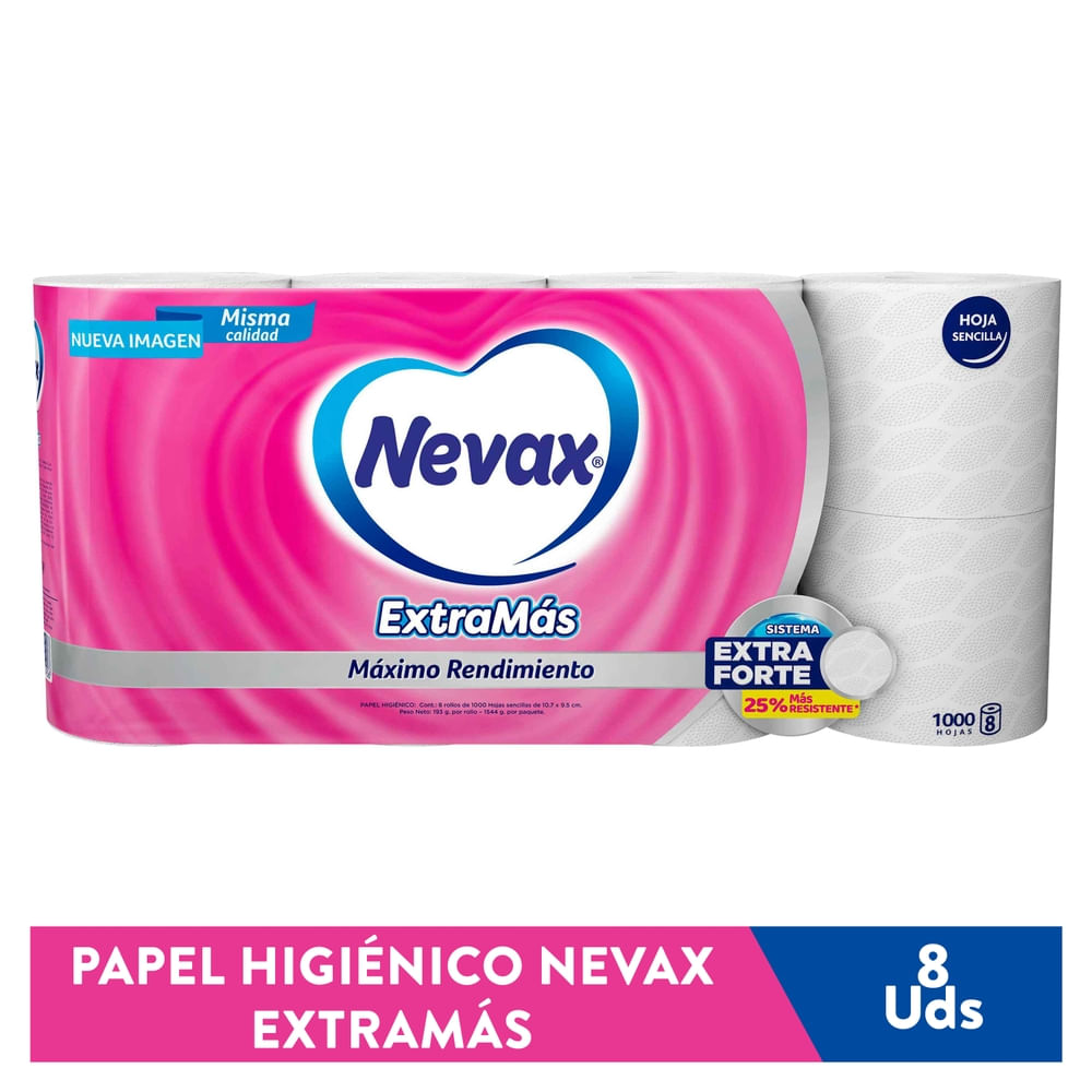 Papel Higiénico Nevax Extramás - 8 Rollos
