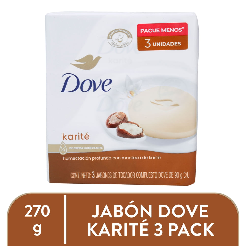 Jabón Dove En Barra Karité Y Vainilla 3 Pack - 90 G