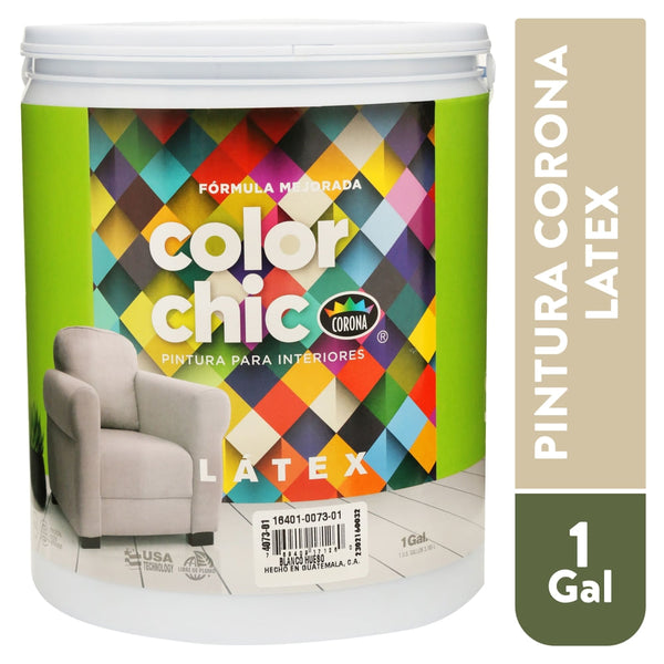 Pintura Para Interiores Corona Color Chic Color Blanco Hueso -3.78 L