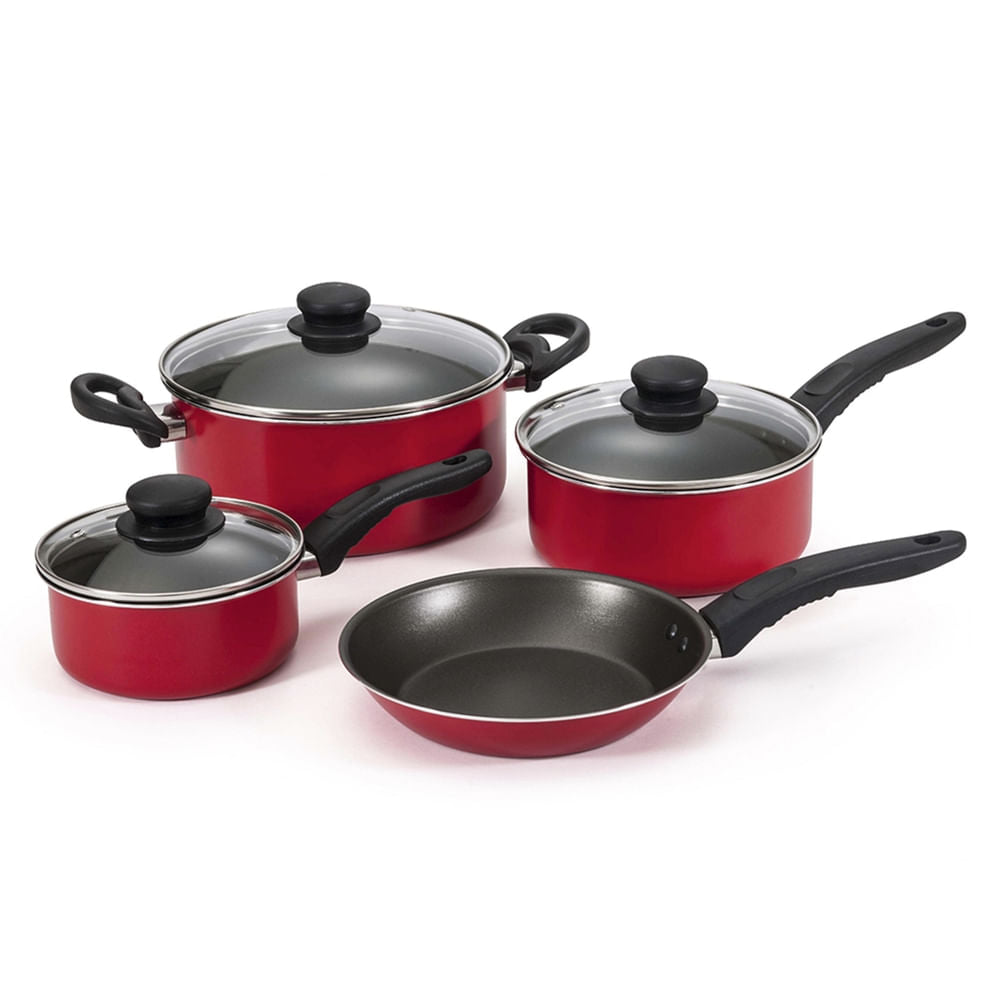 Batería De Cocina 7 Pc Roja Haus