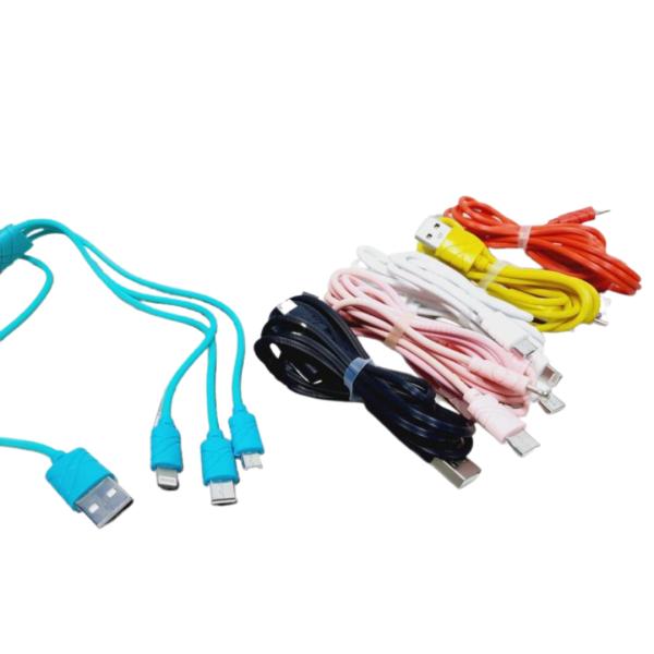 Cables Usb Micro V8 Y Iphone Lightning Y Tipo-C 3 En 1 Mix Color