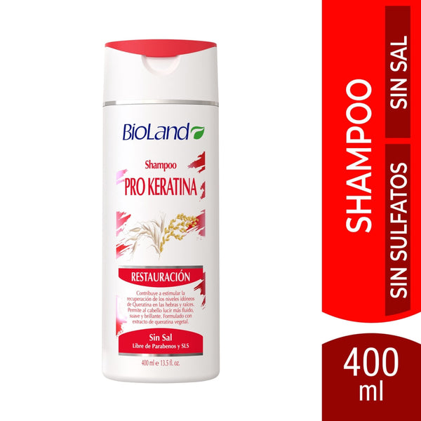 Shampoo Bioland Pro Keratina Restauración Total - 400 Ml