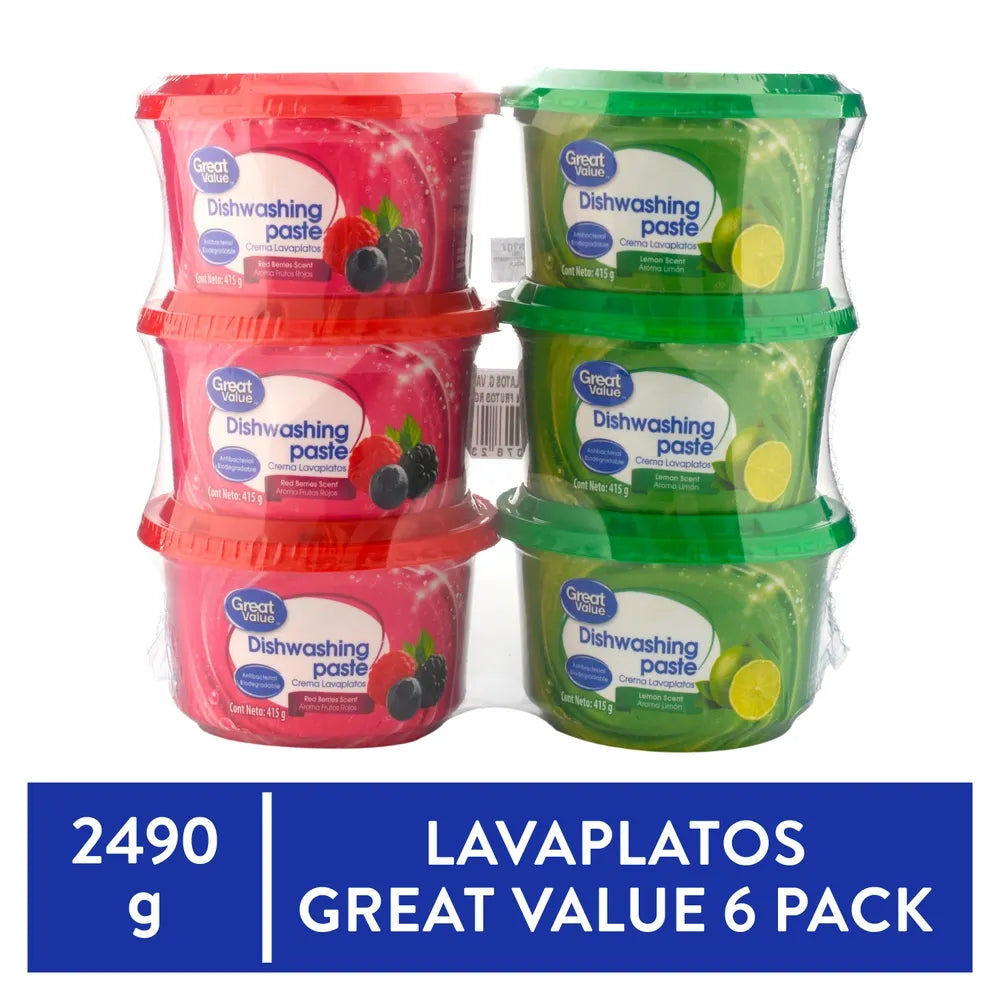 6 Pack Lavaplatos Supermax Limón Frut Rojos - 2490 G