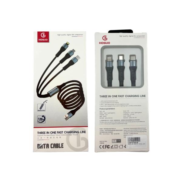 Cables Usb Micro V8 Y Iphone Lightning Y Tipo-C 3 En 1 H29