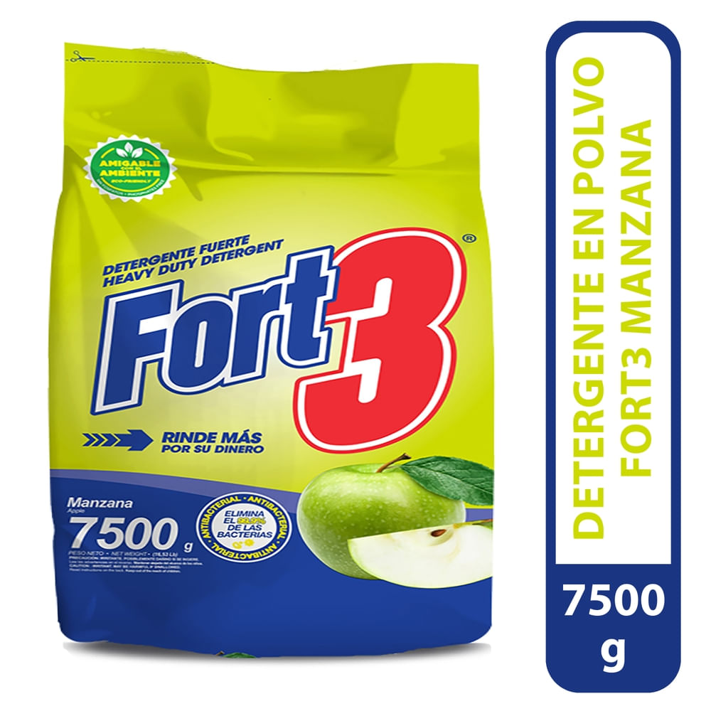 Detergente En Polvo Fort 3 Manzana - 7500 G