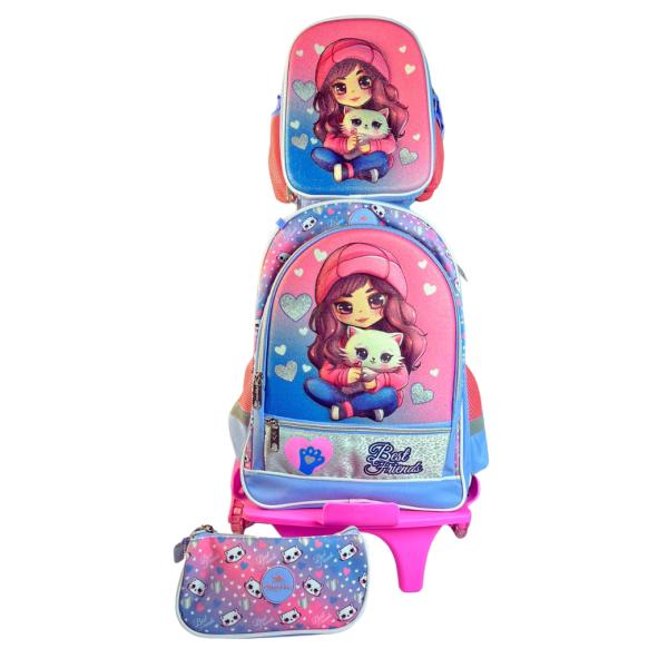 Set De Bolso Glossy De Niña Con Rodines