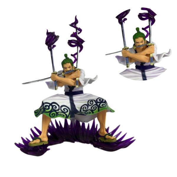 Figura One Piece – Roronoa Zoro con Espadas y Aura de Energía (17cm)
