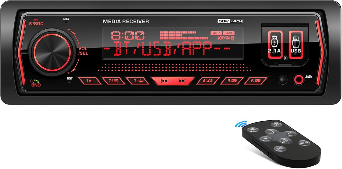 Radio 1-DIN Bluetooth para carro