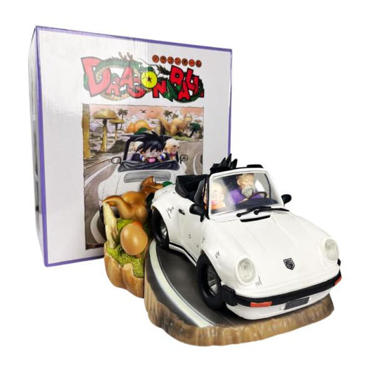 🚗 Figura de Goku, Maestro Roshi y Krillin en Carro – Dragon Ball Clásico, 18 cm