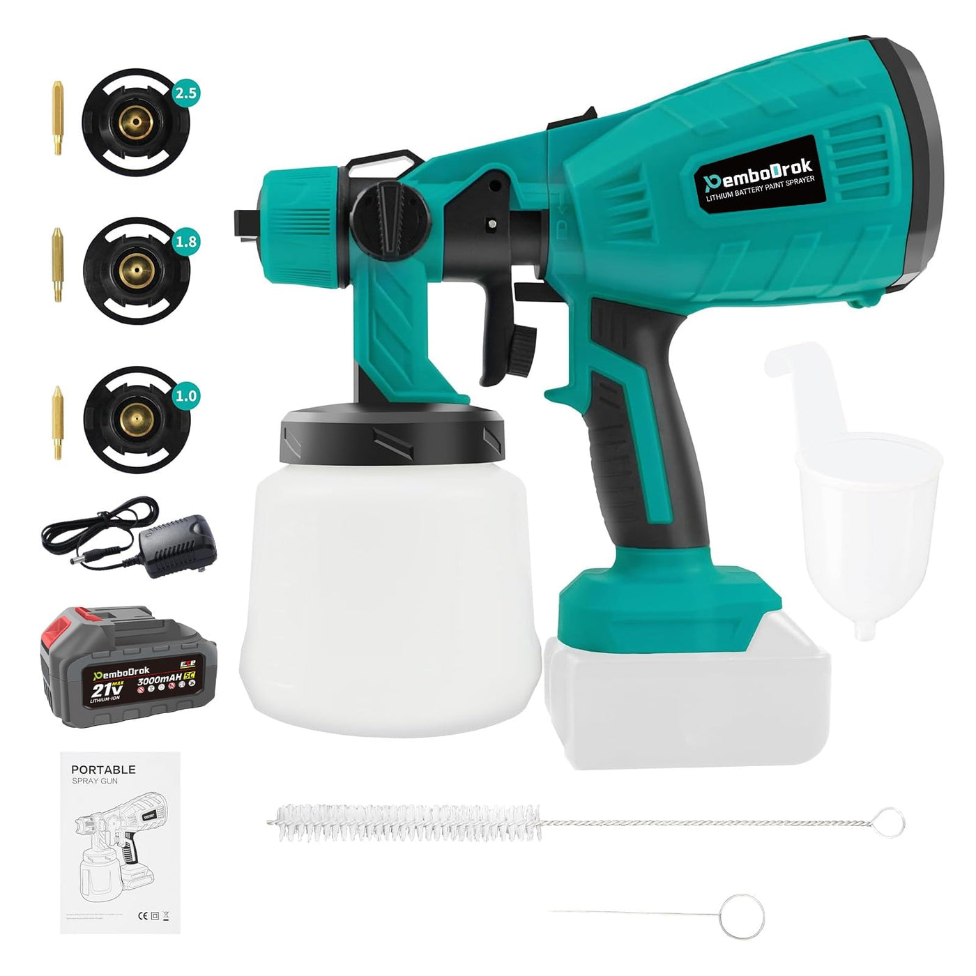 Pistola Pulverizadora de Pintura Inalámbrica 21V HVLP 1000ml