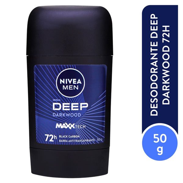Desodorante Nivea Men Antibacterial En Barra Deep Dark Wood Black Carbon - 50 G
