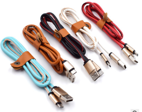 Cables Usb Micro V8 Cuero Colores Rojo