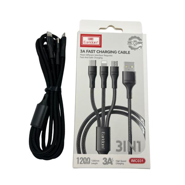 Cables Usb Micro V8 Y Iphone Lightning Y Tipo-C 3 En 1 Ec-Imc031 Earldom