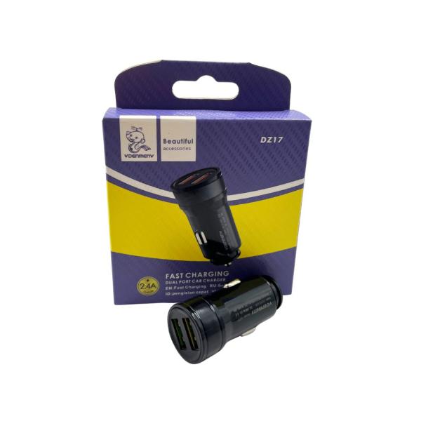 Cargador Cubo Carro Doble Usb Dz17 Denmen Negro