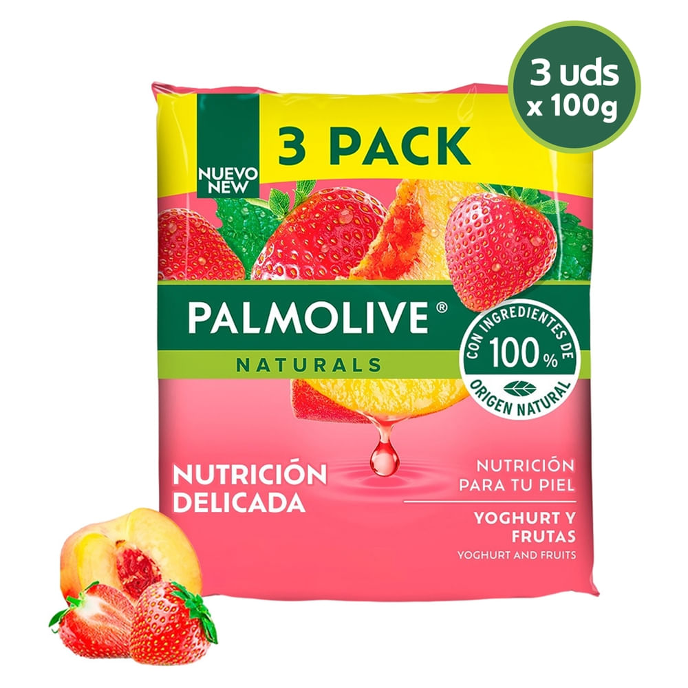Jabón Corporal Palmolive Naturals Yoghurt Y Frutas, 3 Pack -300 G
