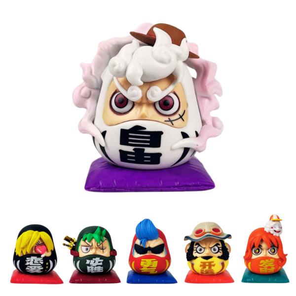 Figura Coleccionable Daruma One Piece – Luffy, Zoro, Sanji, Usopp, Nami y Franky (PVC en Caja)