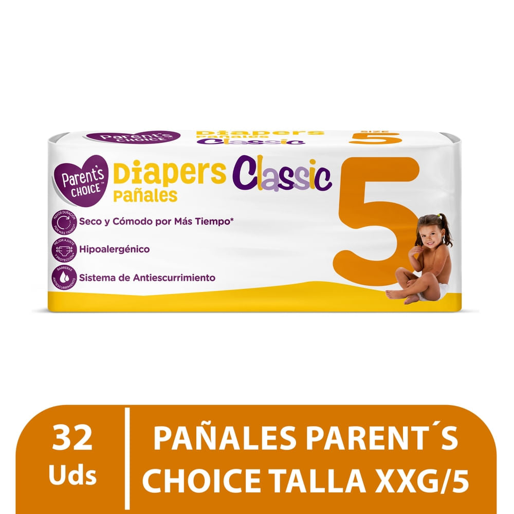 Pañales Parent's Choice Classic Talla XXG - 32 Unidades