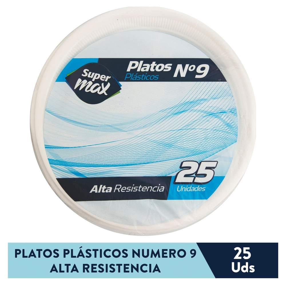 Plato Supermax Desechable N9 Bco 25uds
