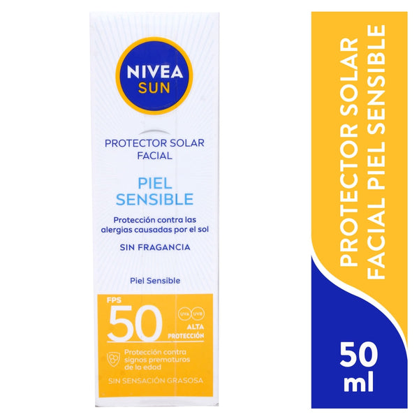 Protector Solar Facial Nivea Sun Piel Sensible FPS 50 - 50 Ml