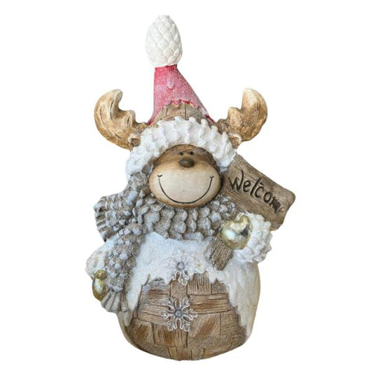 Decoración Reno de Cerámica con Cartel Welcome (47cm)